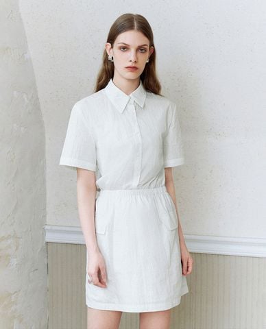  URBAN REVIVO - Đầm sơ mi mini chiết eo thời trang 