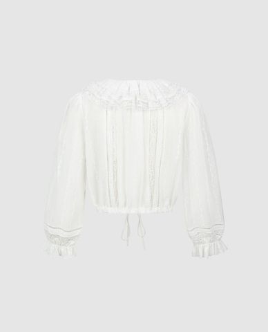  URBAN REVIVO - Áo kiểu nữ cổ bèo tay bồng 