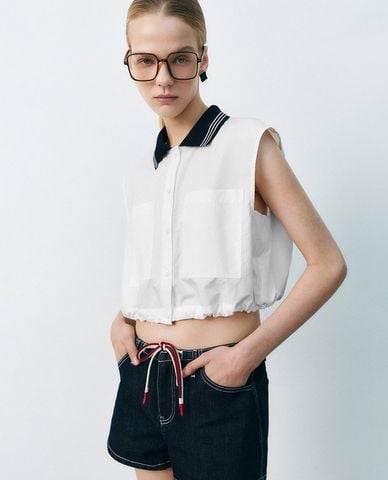  URBAN REVIVO - Áo sát nách nữ phom croptop 