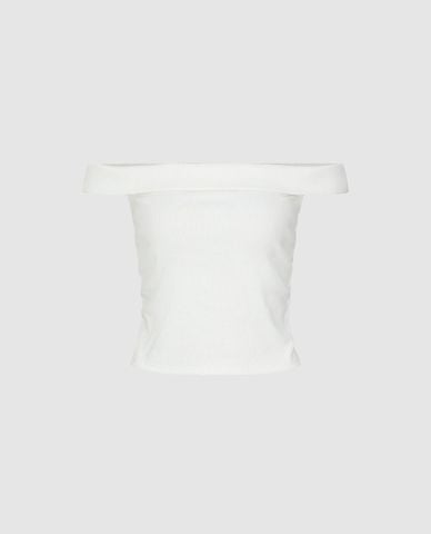  URBAN REVIVO - Áo trễ vai nữ phom ôm hiện đại 