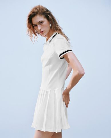  URBAN REVIVO - Đầm polo mini phối viền Pleated 