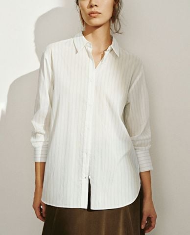  URBAN REVIVO - Áo sơ mi nữ tay dài kẻ sọc 