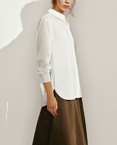  URBAN REVIVO - Áo sơ mi nữ tay dài kẻ sọc 