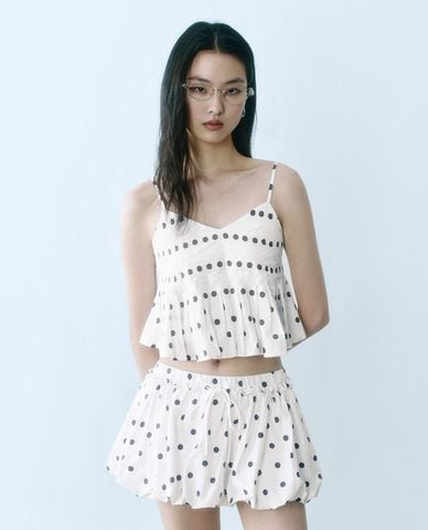  URBAN REVIVO - Áo hai dây nữ hoạ tiết chấm bi 