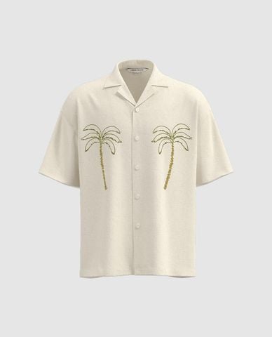  URBAN REVIVO - Áo sơ mi nam cổ bẻ tay ngắn Camp 