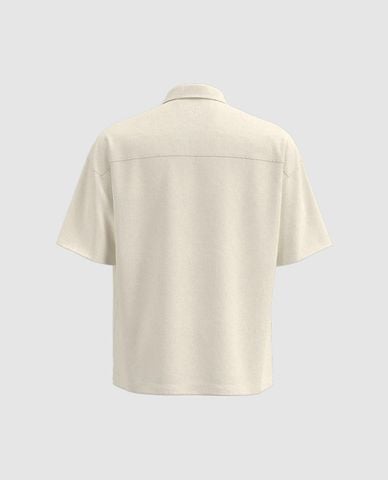  URBAN REVIVO - Áo sơ mi nam cổ bẻ tay ngắn Camp 