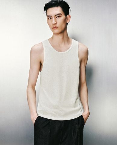  URBAN REVIVO - Áo ba lỗ nam cổ tròn hiện đại 