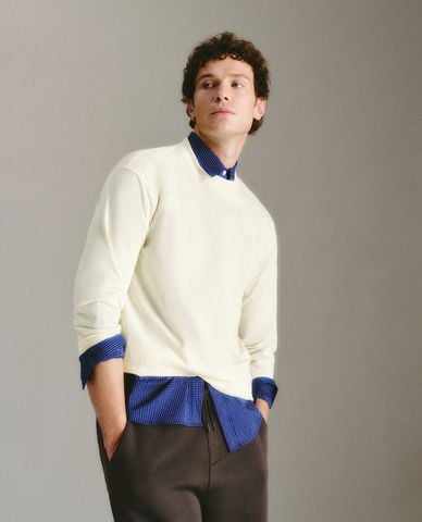  URBAN REVIVO - Áo thun nam cổ tròn tay dài 