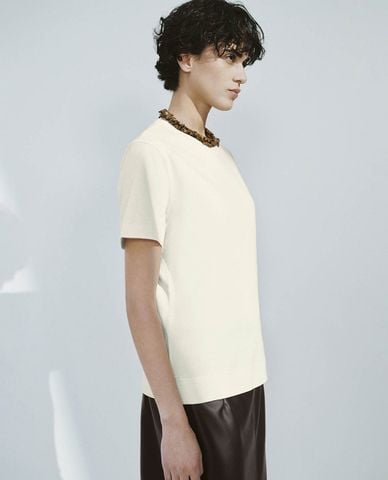  URBAN REVIVO - Áo thun nữ cổ tròn tay ngắn thời trang 