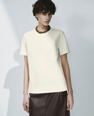  URBAN REVIVO - Áo thun nữ cổ tròn tay ngắn thời trang 