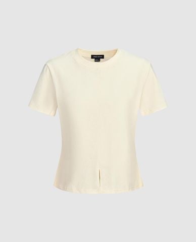  URBAN REVIVO - Áo thun nữ cổ tròn tay ngắn 