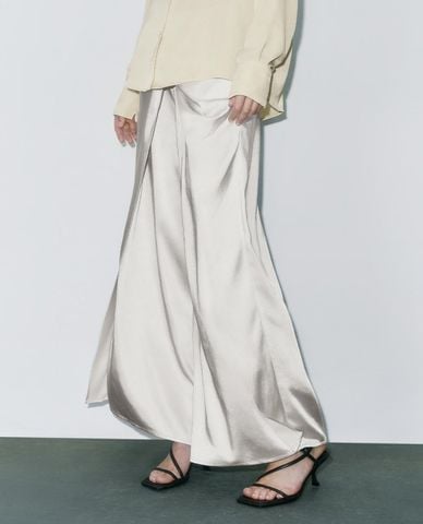  URBAN REVIVO - Quần nữ ống rộng phối tà vắt chéo 