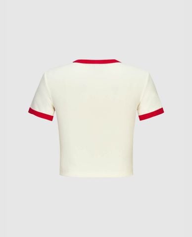  URBAN REVIVO - Áo croptop nữ cổ tròn tay ngắn Printed 