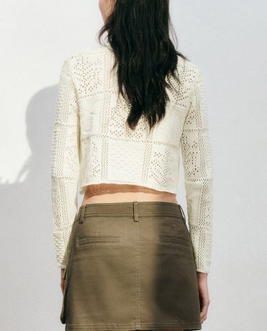  URBAN REVIVO - Áo khoác cardigan nữ phom croptop Floral 