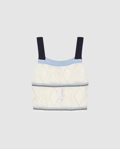  URBAN REVIVO - Áo dệt kim nữ hai dây cổ vuông hiện đại 