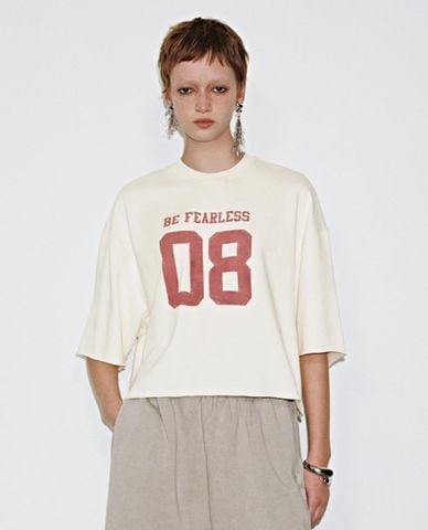  URBAN REVIVO - Áo thun nữ cổ tròn tay ngắn phom rộng 