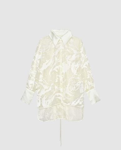  URBAN REVIVO - Áo sơ mi nữ tay dài xuyên thấu nữ tính 