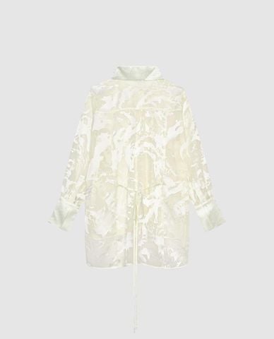  URBAN REVIVO - Áo sơ mi nữ tay dài xuyên thấu nữ tính 