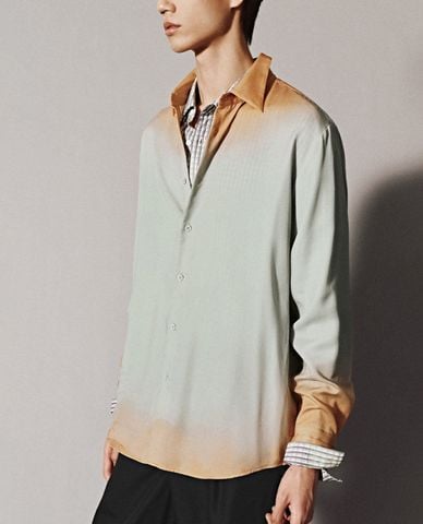  URBAN REVIVO - Áo sơ mi nam cổ bẻ tay dài Loose 