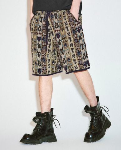  URBAN REVIVO - Quần short nam ống rộng phối dây rút 