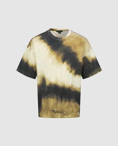  URBAN REVIVO - Áo thun nam cổ tròn tay ngắn phối màu độc đáo 