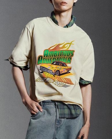  URBAN REVIVO - Áo thun nam cổ tròn tay ngắn Printed 