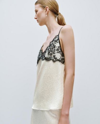  URBAN REVIVO - Áo hai dây nữ phối ren Lace Cami 