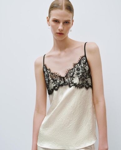  URBAN REVIVO - Áo hai dây nữ phối ren Lace Cami 
