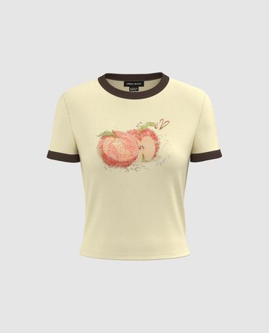  URBAN REVIVO - Áo thun nữ cổ tròn tay ngắn hiện đại 