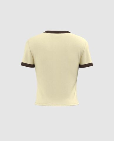  URBAN REVIVO - Áo thun nữ cổ tròn tay ngắn hiện đại 