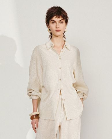  URBAN REVIVO - Áo sơ mi nữ tay dài họa tiết 