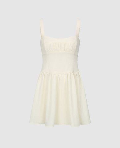  URBAN REVIVO - Đầm hai dây mini xếp li Cami Aline 