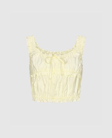  URBAN REVIVO - Áo hai dây nữ phom croptop Shirred 
