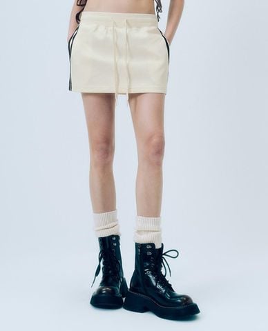  URBAN REVIVO - Chân váy chữ A mini phối dây rút 