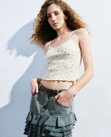  URBAN REVIVO - Áo hay dây nữ in hoa thời thượng 