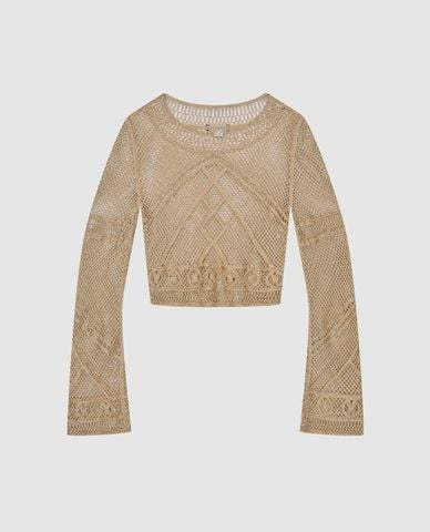  URBAN REVIVO - Áo dệt kim nữ cổ tròn tay dài 