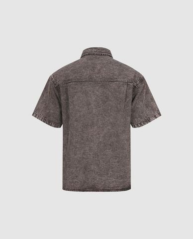  URBAN REVIVO - Áo sơ mi denim nam cổ bẻ tay ngắn 