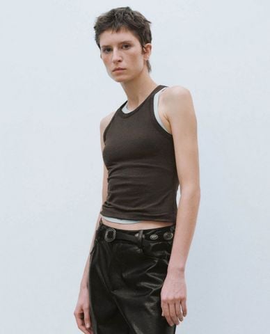  URBAN REVIVO - Áo ba lỗ nữ cổ tròn phom ôm 