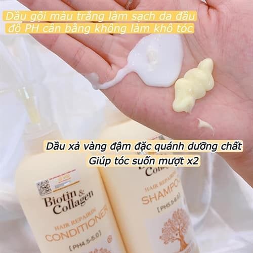 Bộ dầu gội xả siêu mềm mượt Biotin Collagen Voudioty Hair Repairing Vàng 1000ml