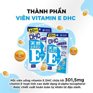 Viên Uống DHC Bổ Sung Vitamin E Gói 30 Viên 30 Ngày Natural Vitamin E Soybean (30 Days Supply)