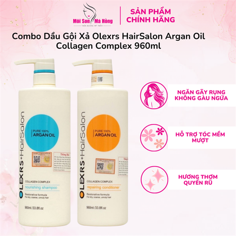 Combo Dầu Gội Xả Olexrs HairSalon Argan Oil Collagen Complex 500ml/ 960ml