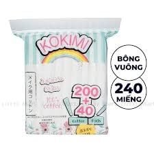 Bông Tẩy Trang Mihoo Kokimi Bông Vuông Cotton Pads Jumpo 240 Miếng