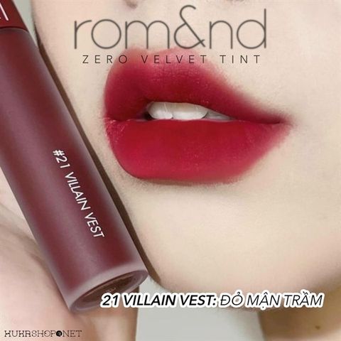 Son kem lì Romand Zero Velvet Tint 21 Villain Vest 5.5g - Màu Đỏ Mận Trầm