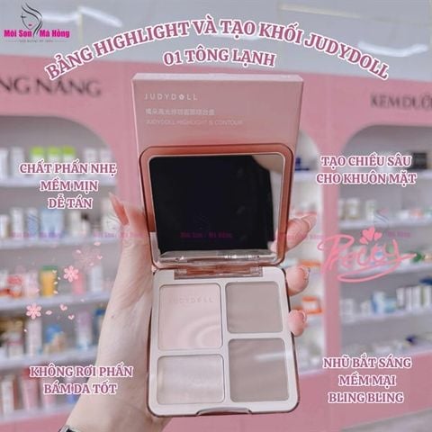 Bảng Highlight Và Tạo Khối Judydoll 4 Màu - 01 Tông Lạnh 9g Highlight & Contour Palette