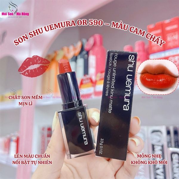 Son Thỏi Shu Uemura Unlimited Matte KM OR 590 (Cam Đỏ Trầm)
