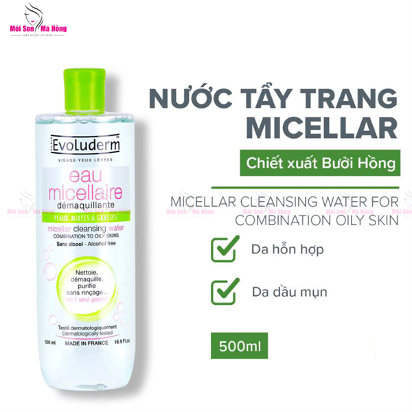 Nước Tẩy Trang Evoluderm Cho Da Hỗn Hợp, Dầu Mụn 500ml