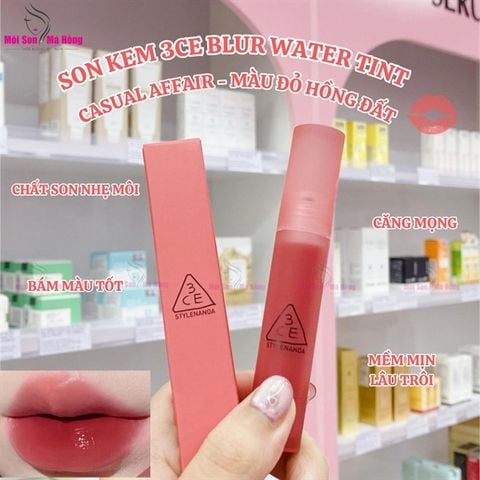Son Kem 3Ce Blur Water Tint #Casual Affair Cánh Hoa Hồng Khô 4,6Gr