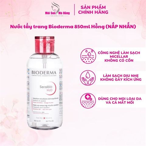 Nước tẩy trang Bioderma 850ml Hồng (NẮP NHẤN)