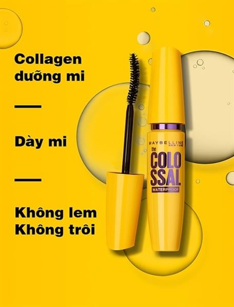 Mascara ngăn rụng mi dày mi Maybelline The Colossal Waterproof 9.2ml - Màu Đen