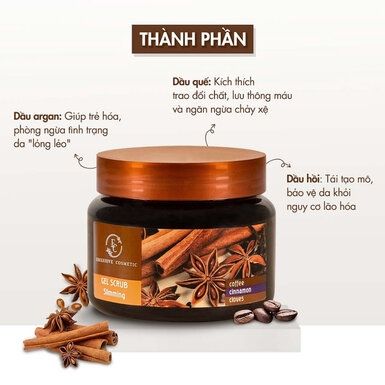 Tẩy Da Chết Toàn Thân Exclusive Cosmetic Quế Hồi Cafe 380g Gel Scrub Coffee & Cinnamon Cloves